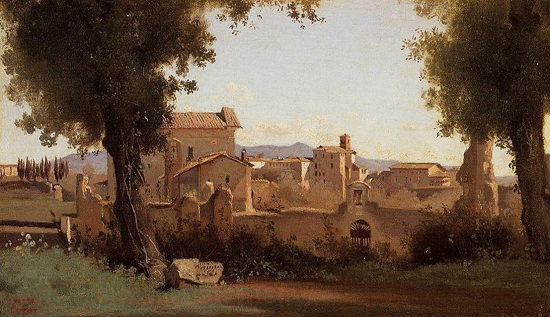 Jean Baptiste Camille  Corot Farnese Gardens Spain oil painting art